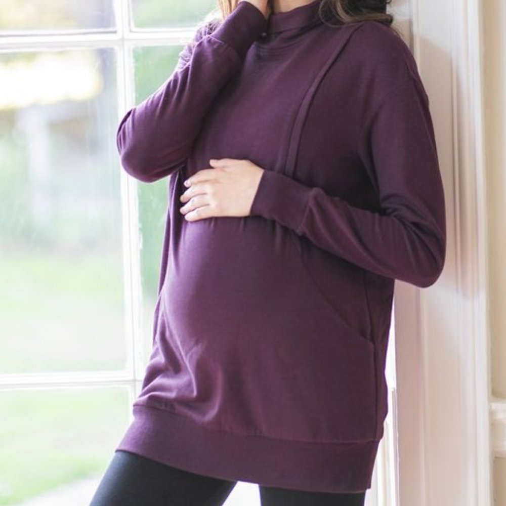 Seraphine Cotton Blend Plum Maternity & Nursing Sweatshirt Size small